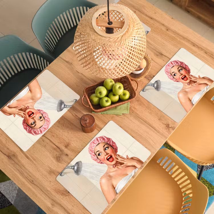 Placemat - 6 stuks - Vrouw - Douche - Roze — 6