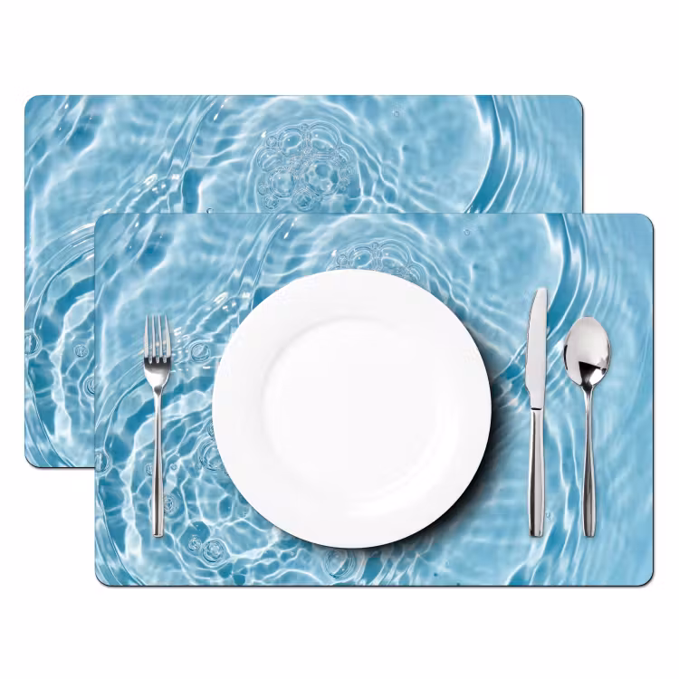 Placemat - 6 stuks - Water - Blauw - bubbels — 2