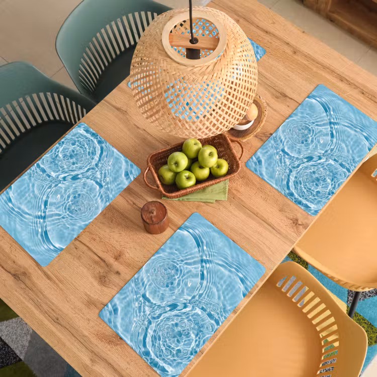 Placemat - 6 stuks - Water - Blauw - bubbels — 6