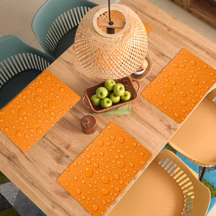 Placemat - 6 stuks - Water - Druppels - Oranje — 6