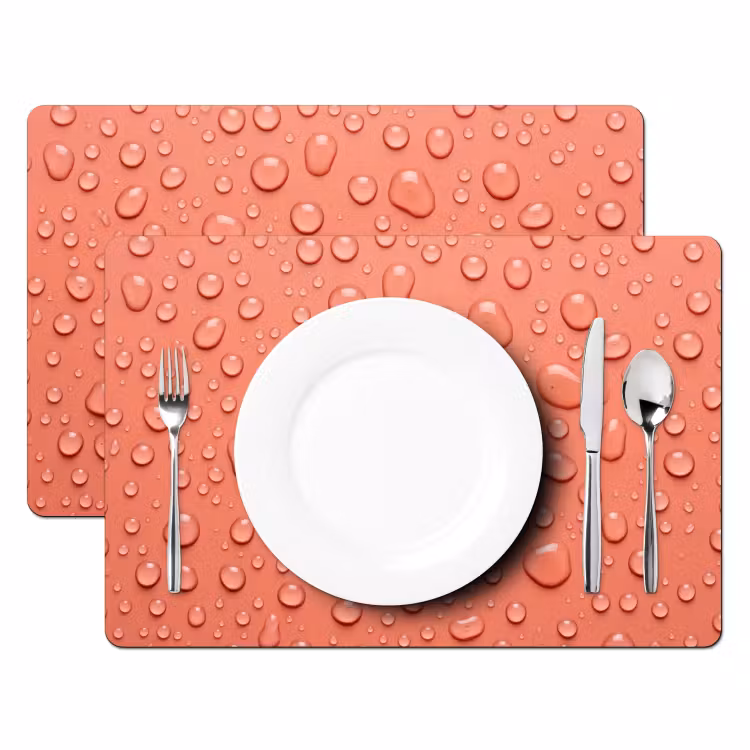 Placemat - 6 stuks - Water - Druppels - Roze — 2