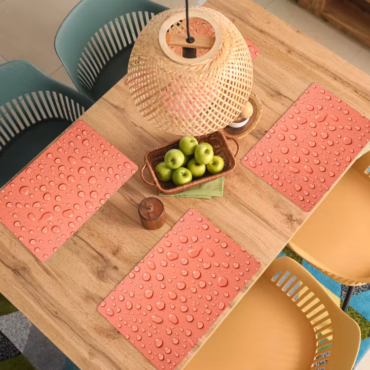 Placemat - 6 stuks - Water - Druppels - Roze — 6