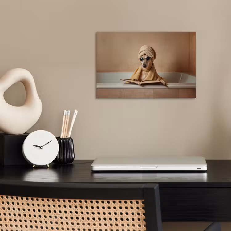 Poster - Bad - Hond - Boek - Zonnebril — 2