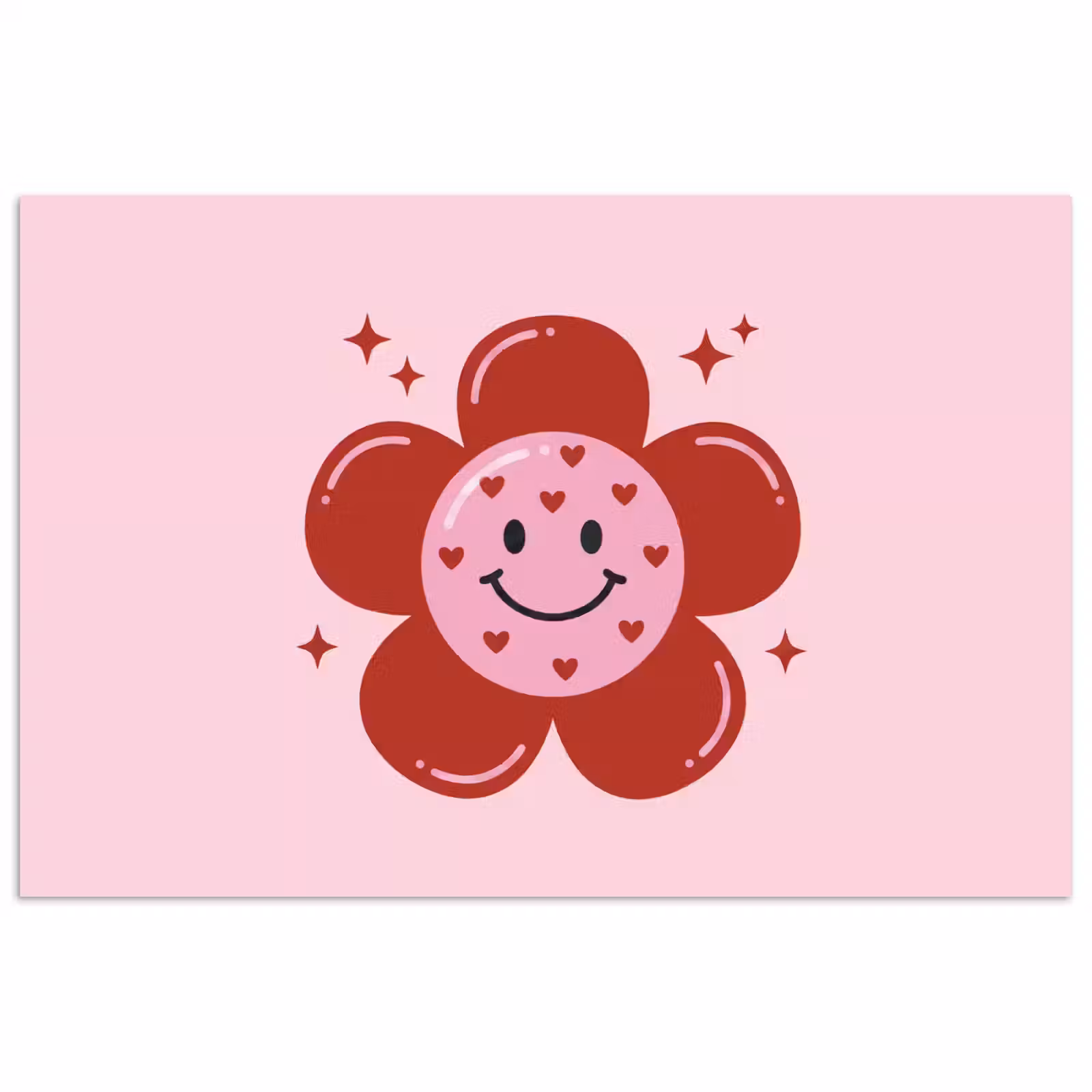 Poster - Bloem - Roze - Hartjes — 1