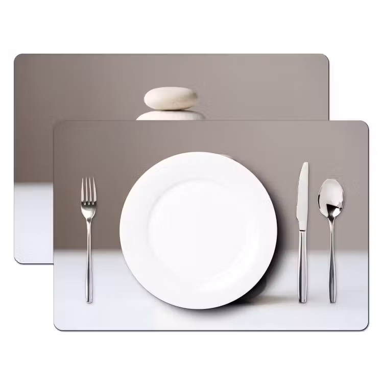 Placemat - 6 stuks - Gestapelde - Stenen - Grijs — 2
