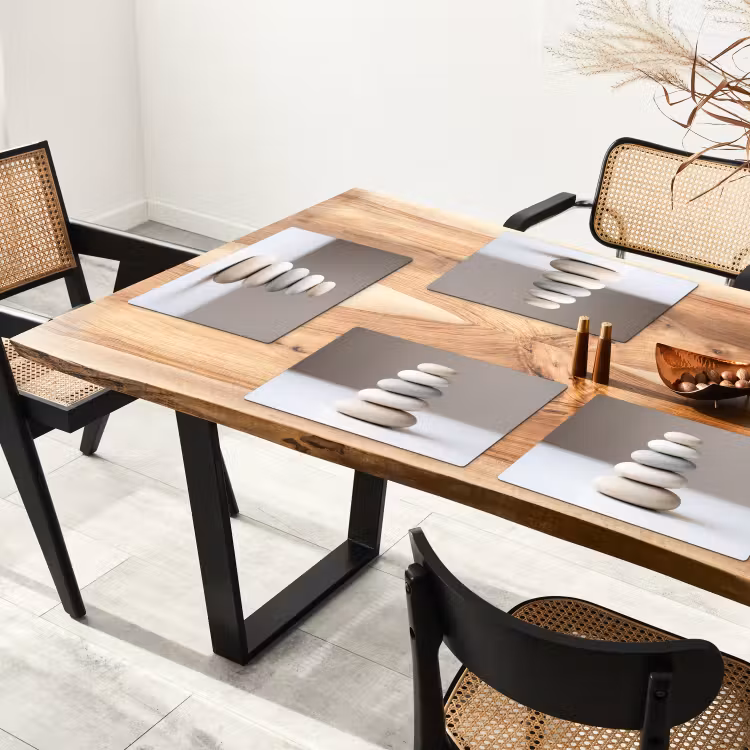 Placemat - 6 stuks - Gestapelde - Stenen - Grijs — 5