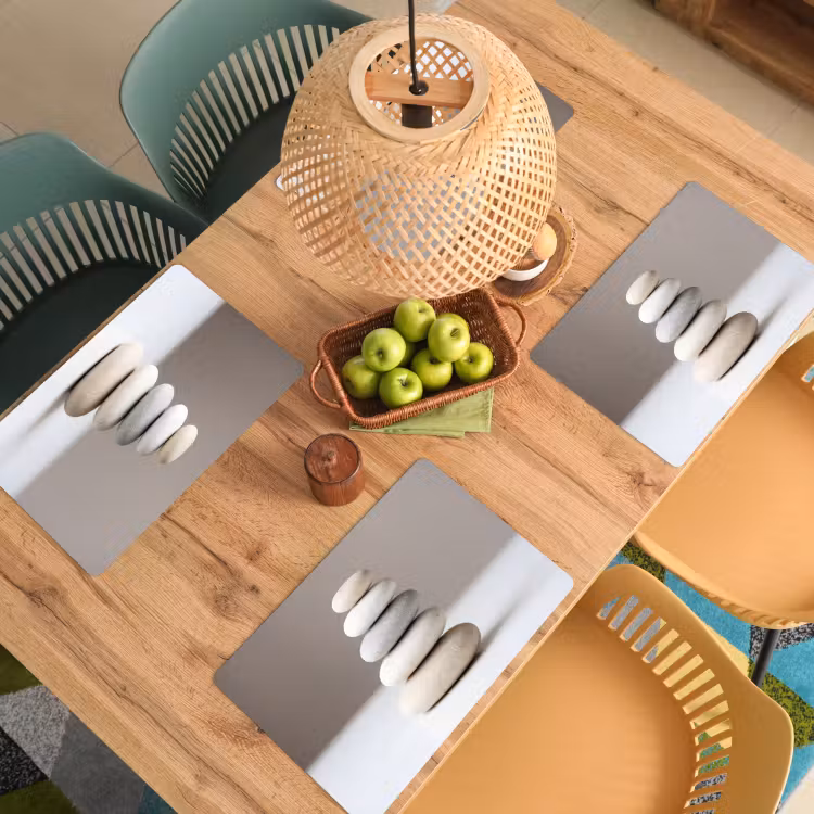 Placemat - 6 stuks - Gestapelde - Stenen - Grijs — 6
