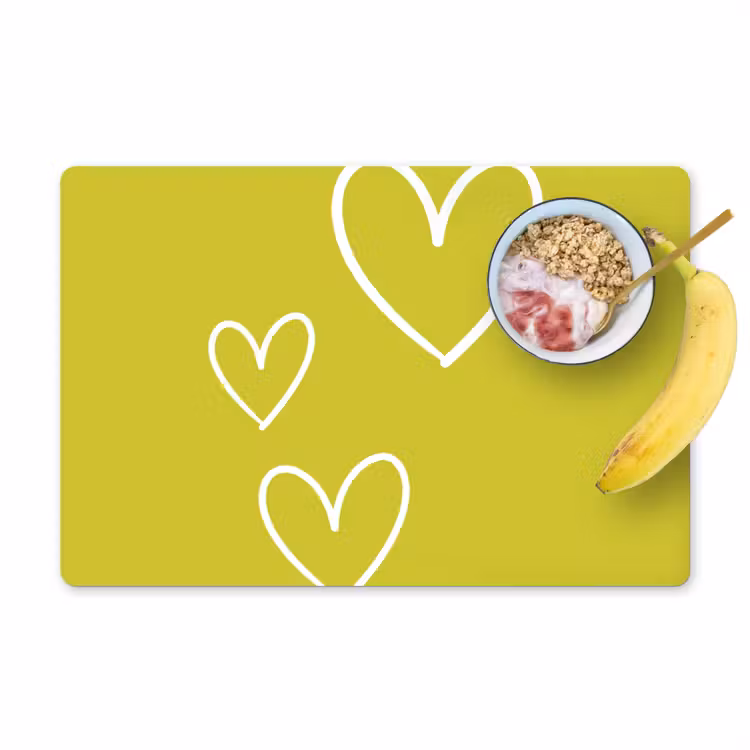 Placemat - 6 stuks - Groen - Hartjes - Wit — 1