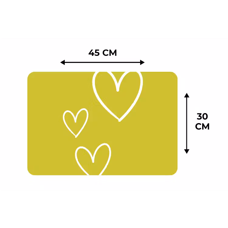 Placemat - 6 stuks - Groen - Hartjes - Wit — 3