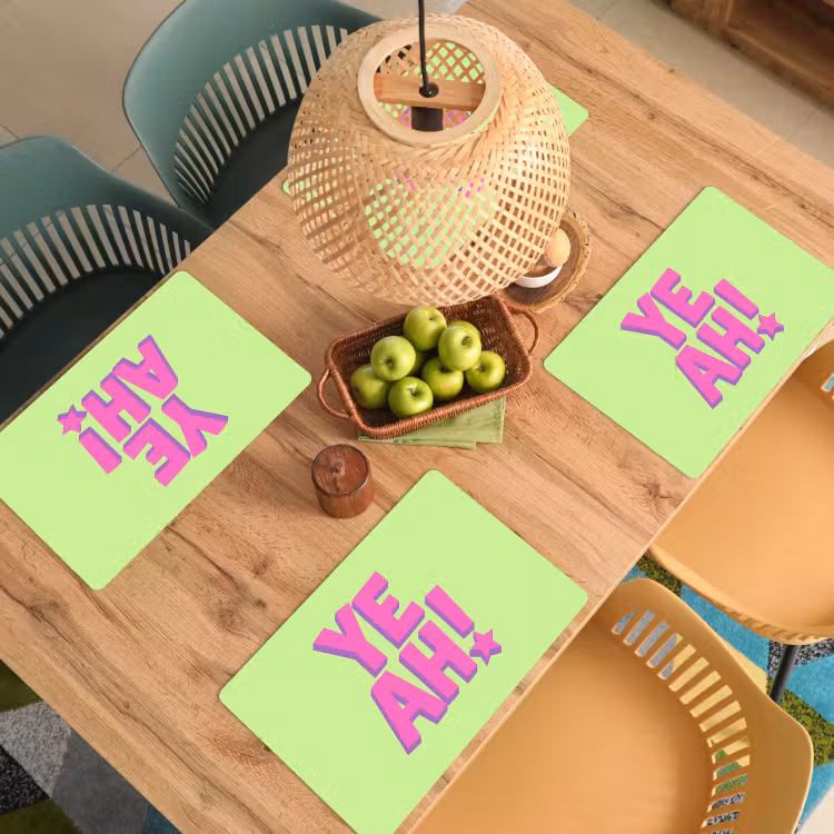 Placemat - 6 stuks - Groen - Neon - Quote — 6