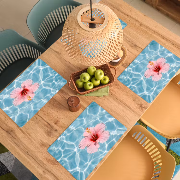 Placemat - 6 stuks - Hibiscus - Water - Roze — 6