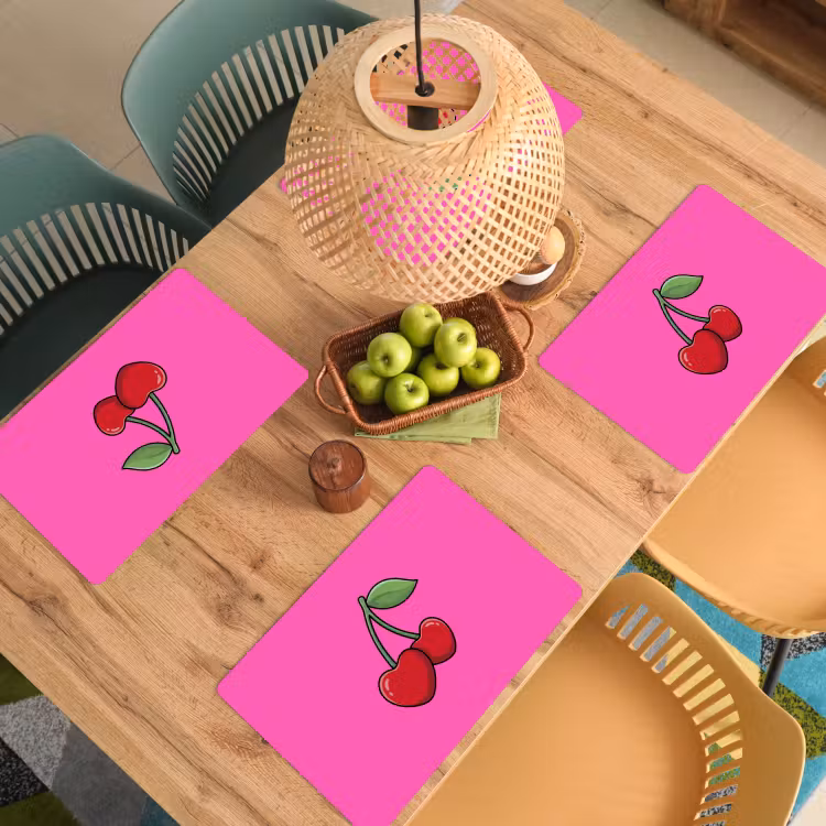 Placemat - 6 stuks - Kers - Roze - Fruit — 6