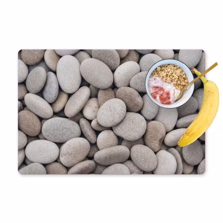 Placemat - 6 stuks - Kiezels - Stenen - Grijs — 1