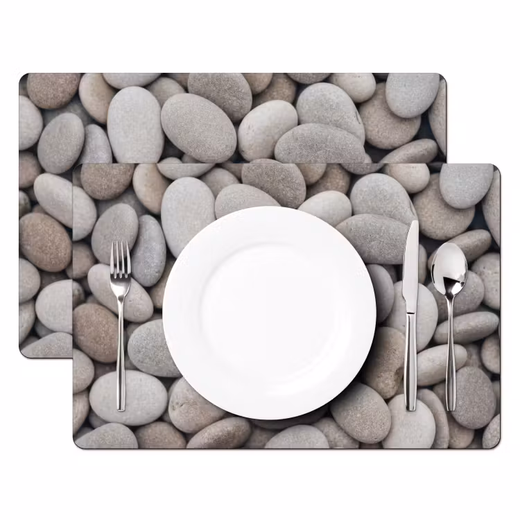 Placemat - 6 stuks - Kiezels - Stenen - Grijs — 2