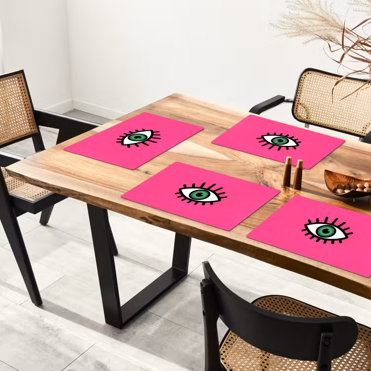 Placemat - 6 stuks - Minimalistisch - Oog - Roze — 5