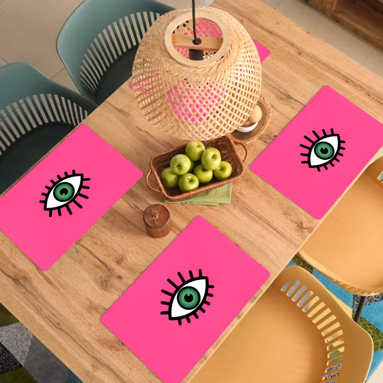 Placemat - 6 stuks - Minimalistisch - Oog - Roze — 6