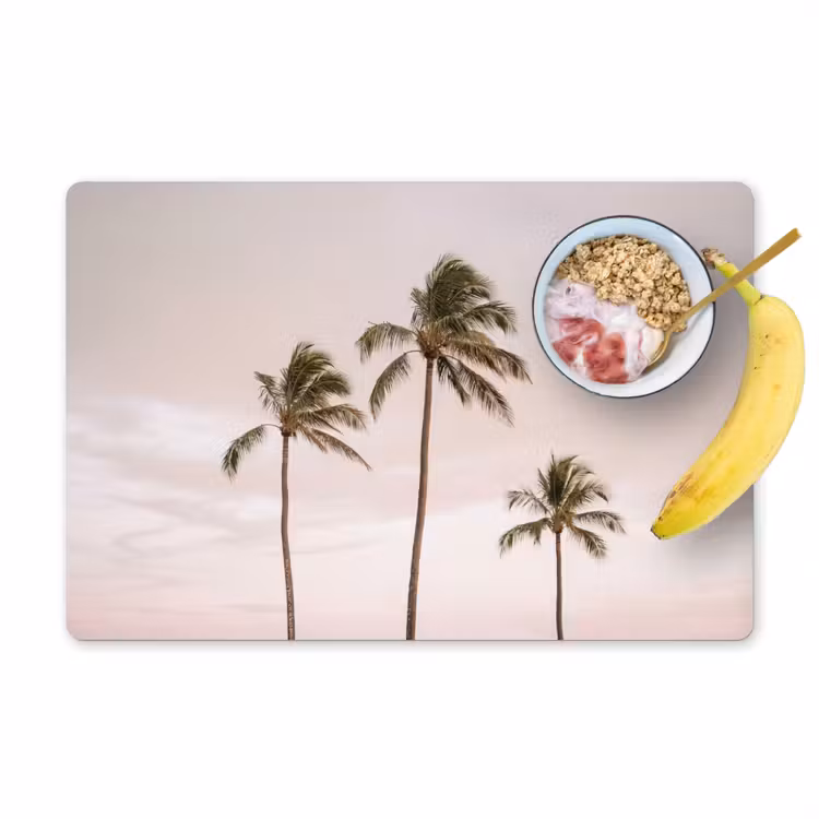 Placemat - 6 stuks - Palmbomen - Zonsondergang - Roze — 1