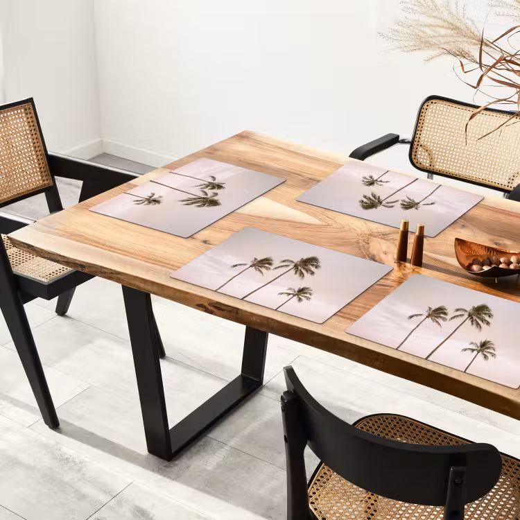 Placemat - 6 stuks - Palmbomen - Zonsondergang - Roze — 5