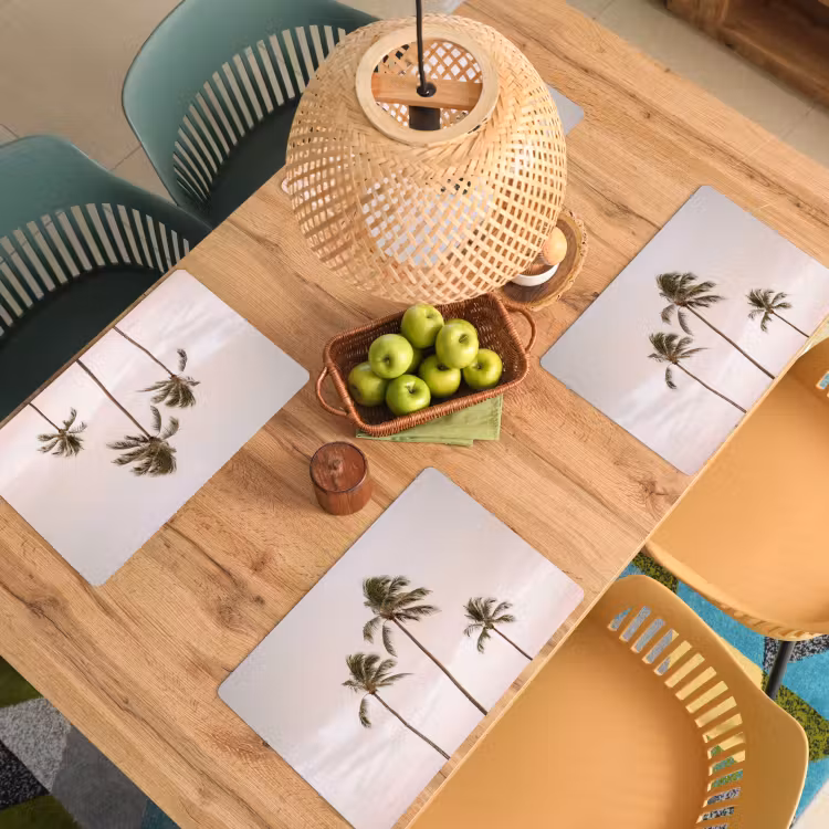 Placemat - 6 stuks - Palmbomen - Zonsondergang - Roze — 6