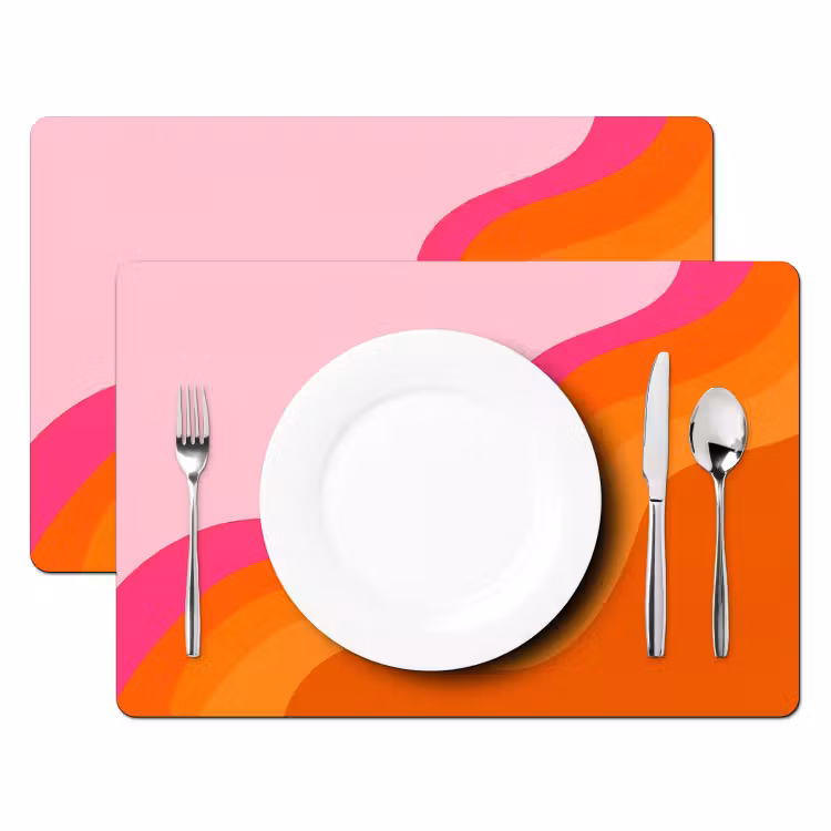 Placemat - 6 stuks - Retro - Waves - Kleurrijk — 2