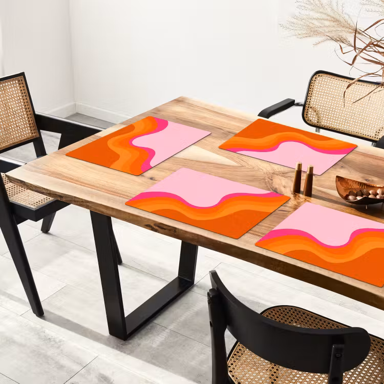 Placemat - 6 stuks - Retro - Waves - Kleurrijk — 5