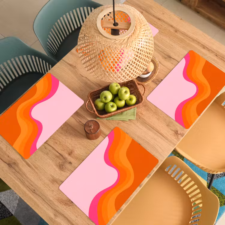 Placemat - 6 stuks - Retro - Waves - Kleurrijk — 6