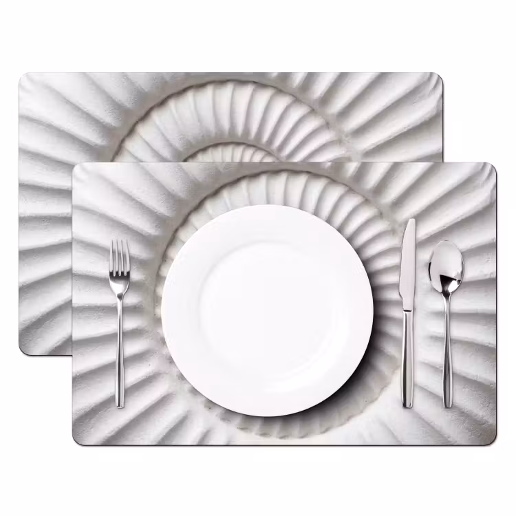 Placemat - 6 stuks - Schelp - Spiraal - Wit — 2