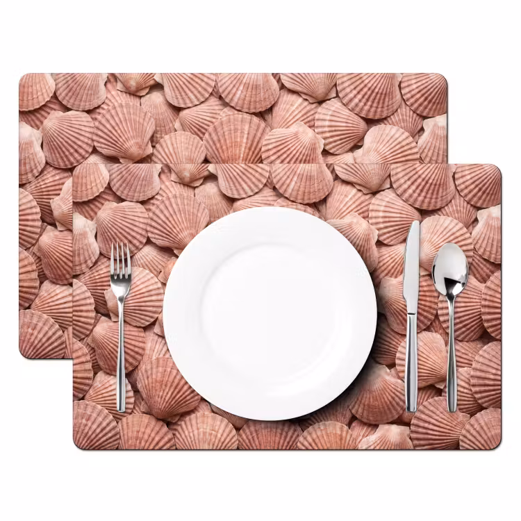 Placemat - 6 stuks - Schelpen - Patroon - Roze — 2