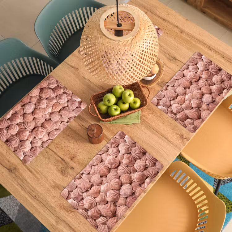 Placemat - 6 stuks - Schelpen - Patroon - Roze — 6