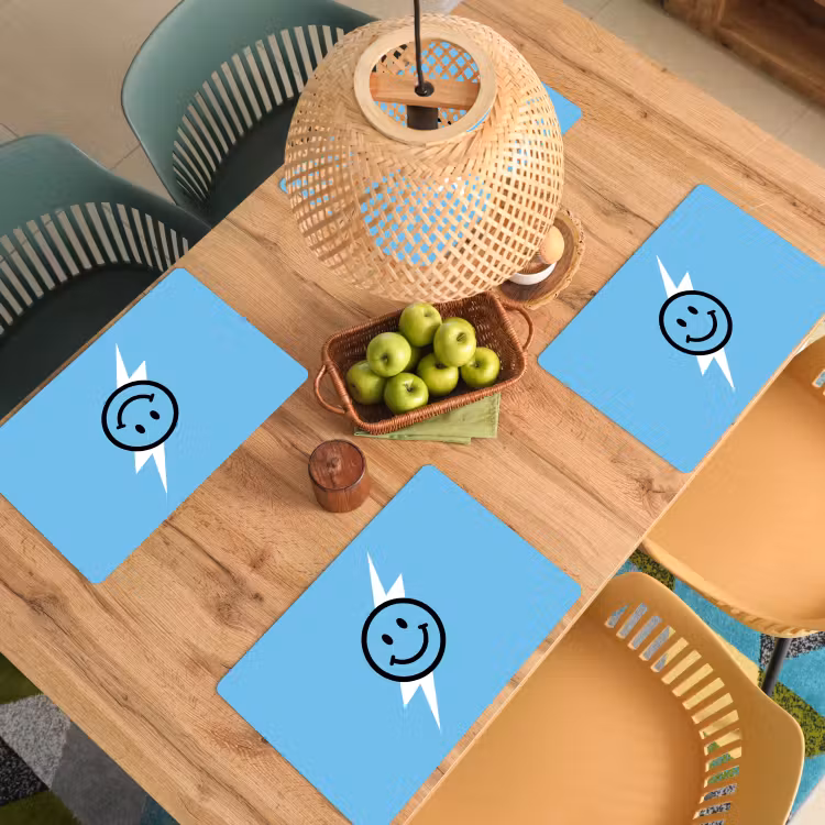 Placemat - 6 stuks - Smiley - Blauw - Bliksem — 6