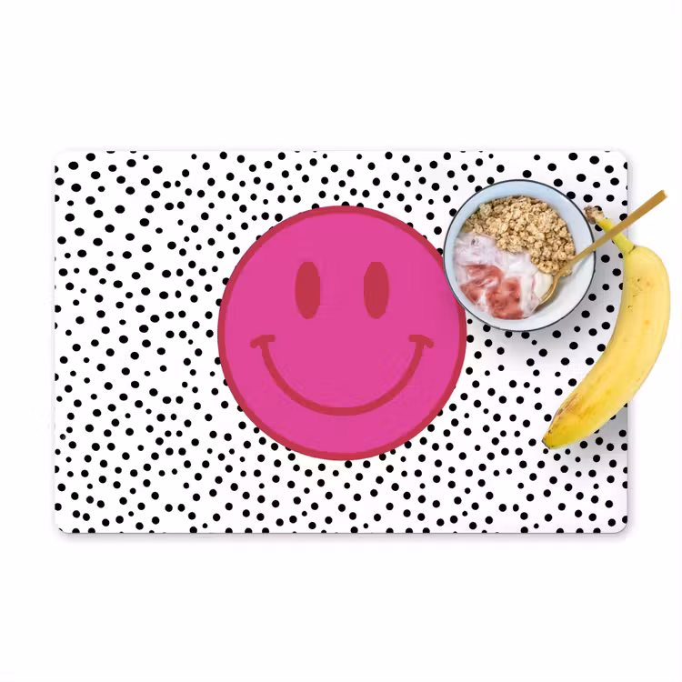 Placemat - 6 stuks - Smiley - Roze - Stippen — 1