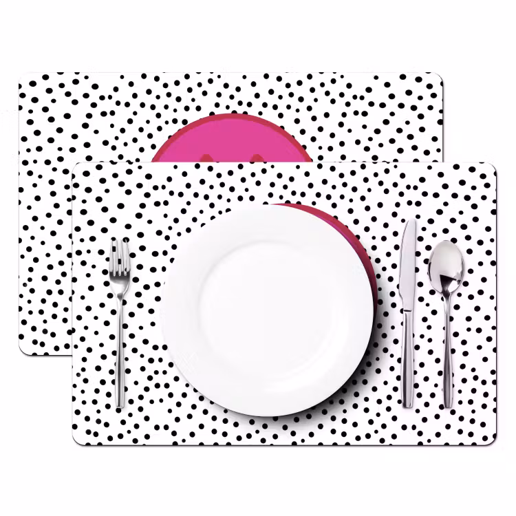 Placemat - 6 stuks - Smiley - Roze - Stippen — 2