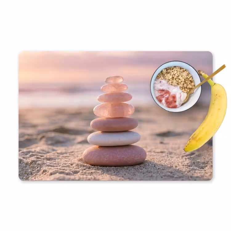 Placemat - 6 stuks - Stenen - Zand - Roze — 1