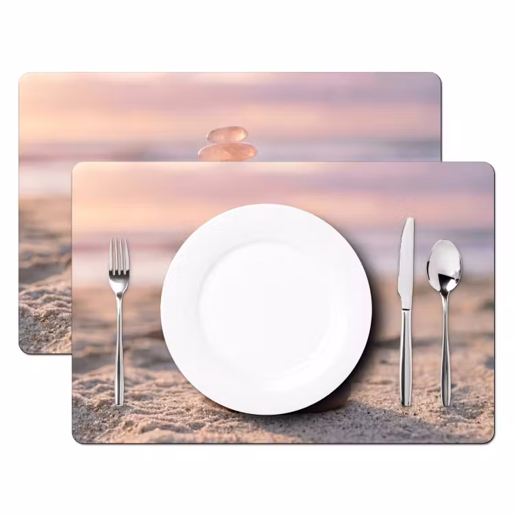 Placemat - 6 stuks - Stenen - Zand - Roze — 2