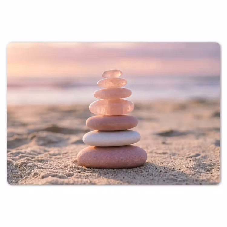 Placemat - 6 stuks - Stenen - Zand - Roze — 7