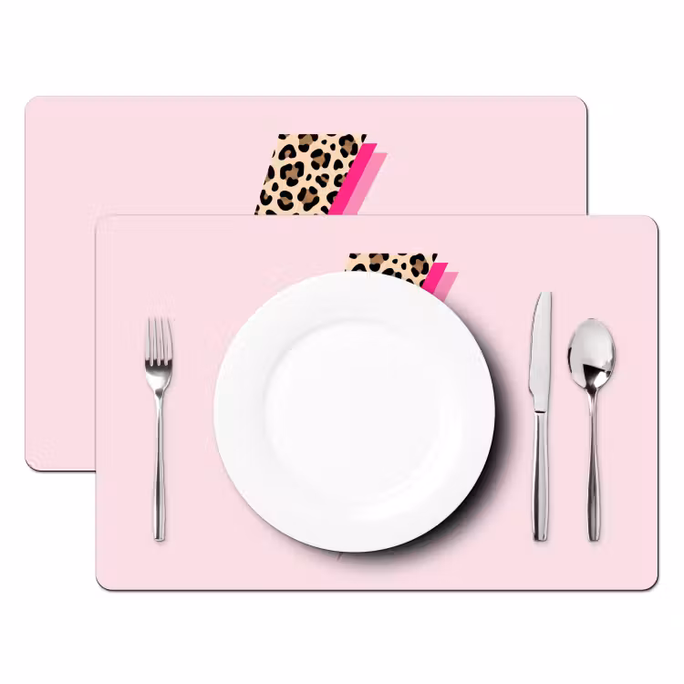 Placemat - 6 stuks - Stippen - Roze - Bliksem — 2
