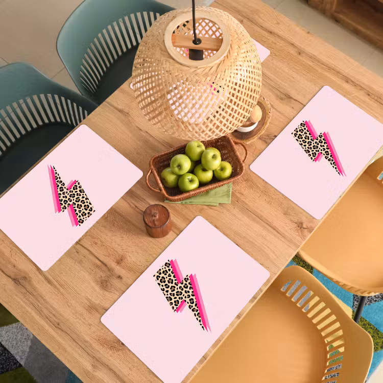 Placemat - 6 stuks - Stippen - Roze - Bliksem — 6