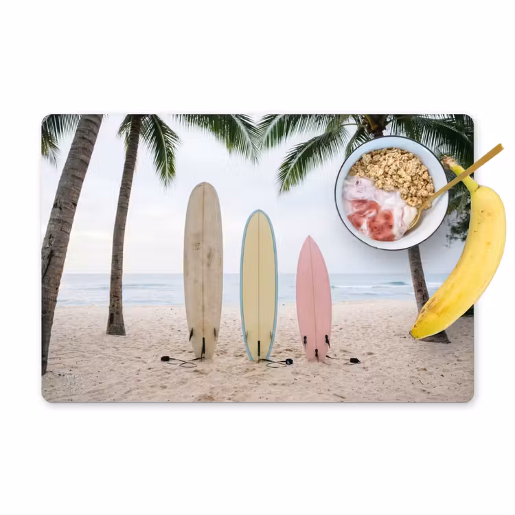 Placemat - 6 stuks - Surfboard - Palmbomen - Kleurrijk — 1