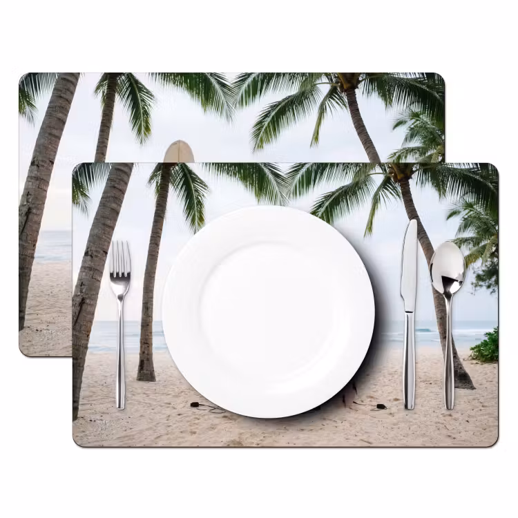 Placemat - 6 stuks - Surfboard - Palmbomen - Kleurrijk — 2