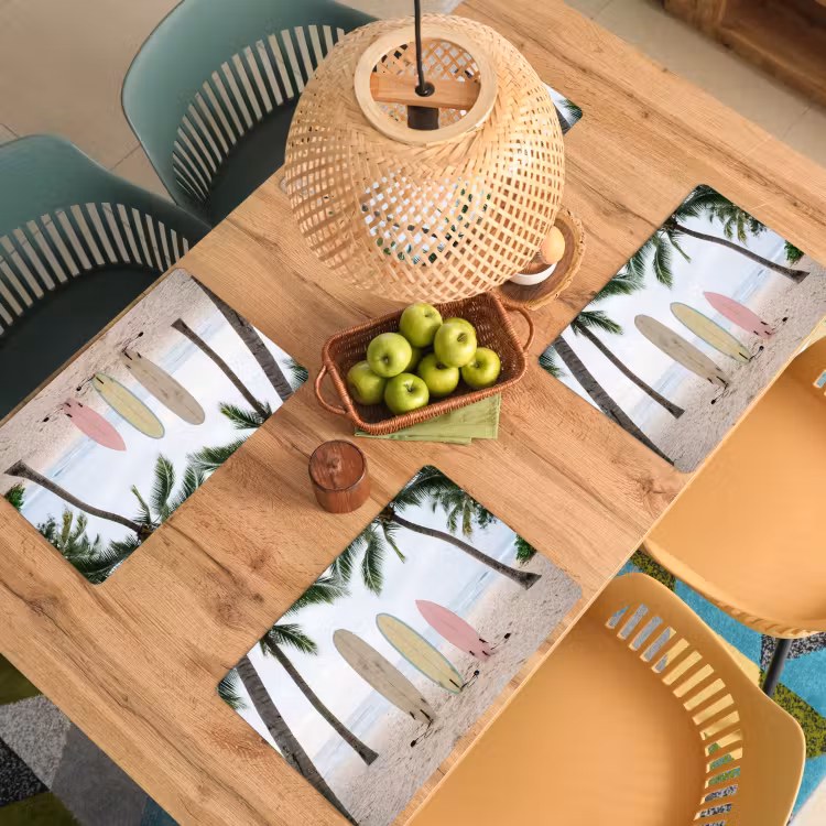Placemat - 6 stuks - Surfboard - Palmbomen - Kleurrijk — 6