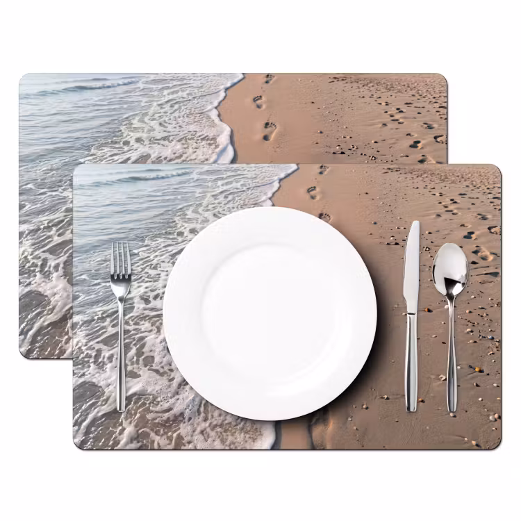 Placemat - 6 stuks - Voetstappen - Vloedlijn - Zee — 2