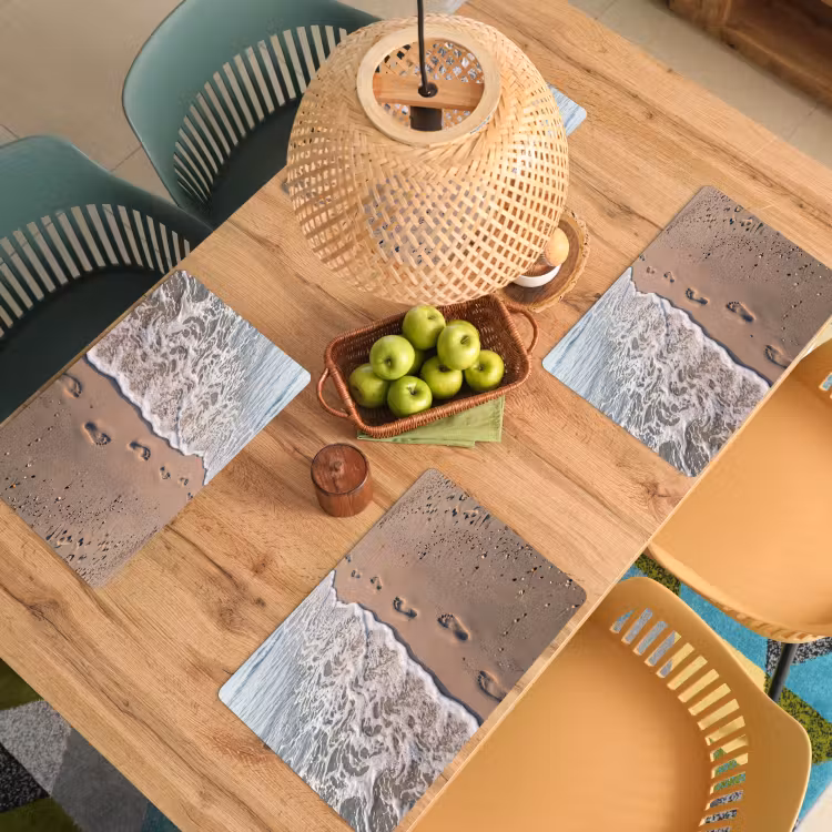 Placemat - 6 stuks - Voetstappen - Vloedlijn - Zee — 6