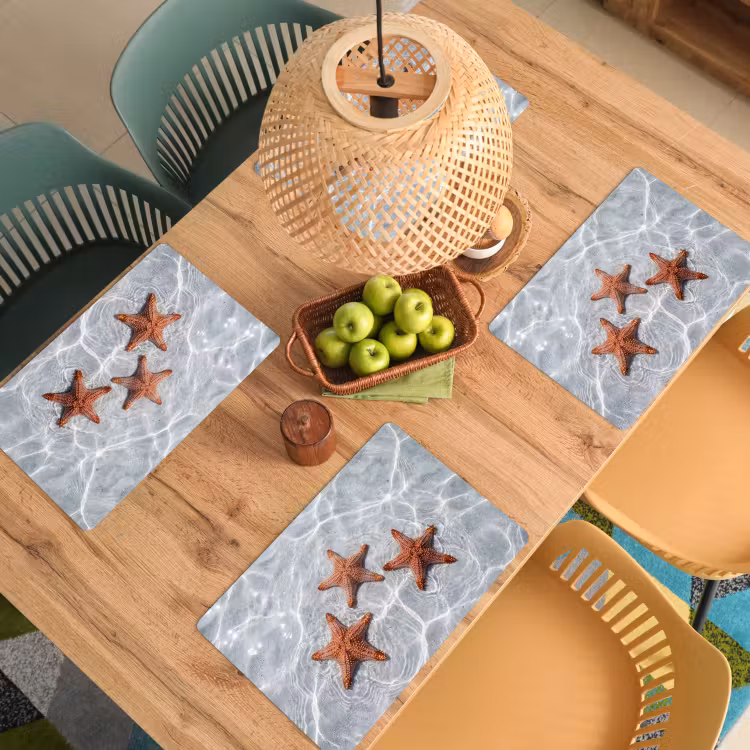 Placemat - 6 stuks - Zeesterren - Water - Helder — 6
