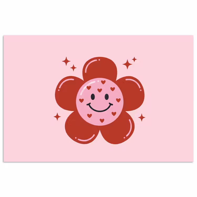 Poster - Bloem - Roze - Hartjes — 1