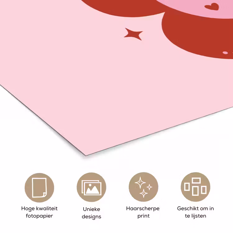 Poster - Bloem - Roze - Hartjes — 5