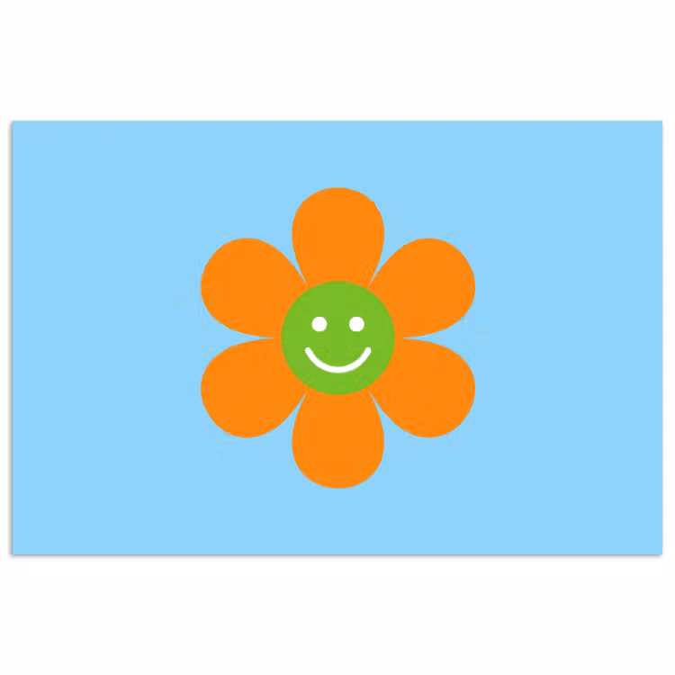 Poster - Bloem - Smiley - Kleurrijk — 1