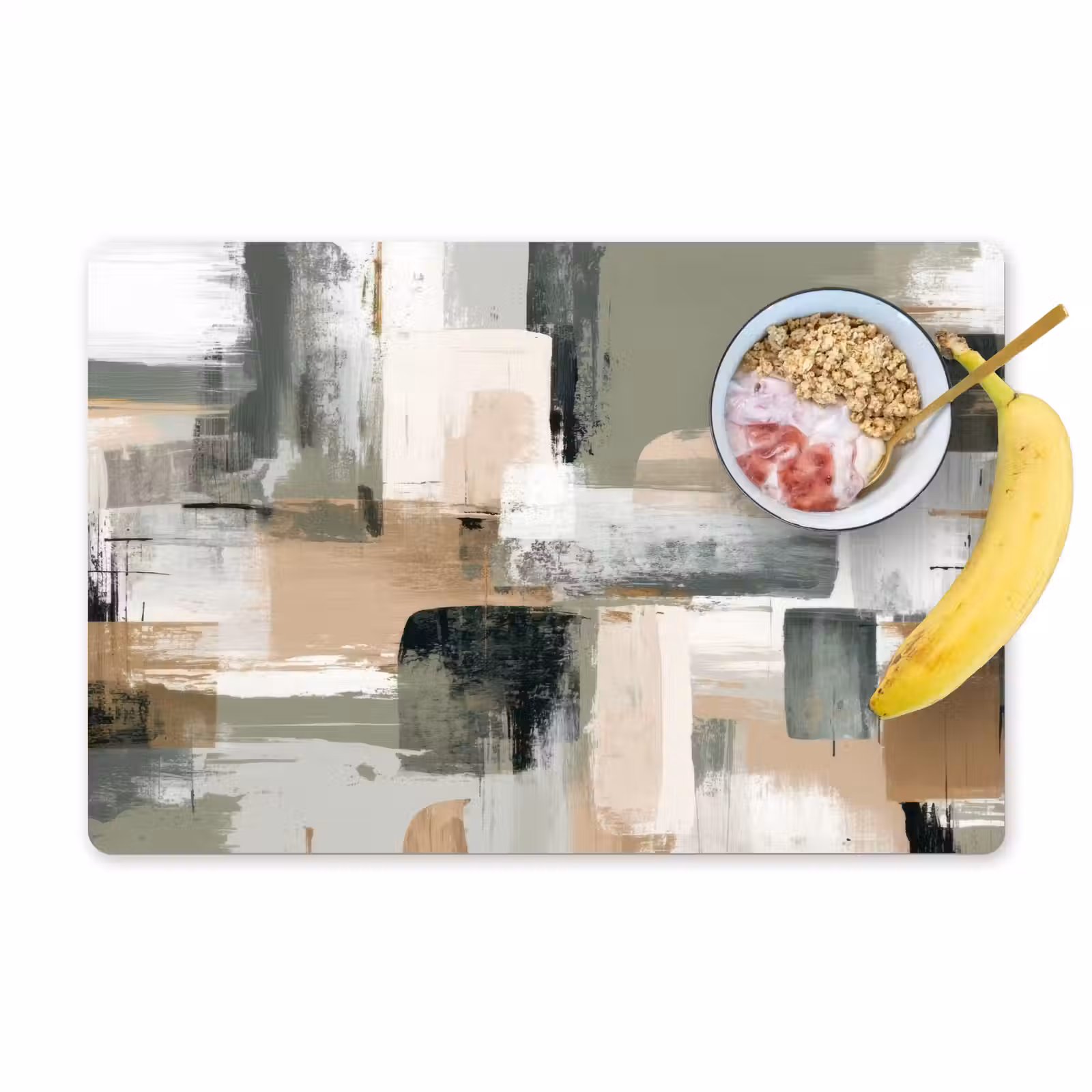 Placemat - 6 stuks - Penseelstreken - Abstract - Aardetinten — 1