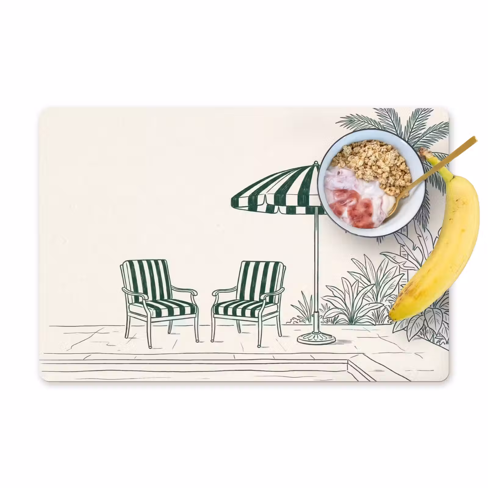 Placemat - 6 stuks - Terras - Illustratie - Groen — 1