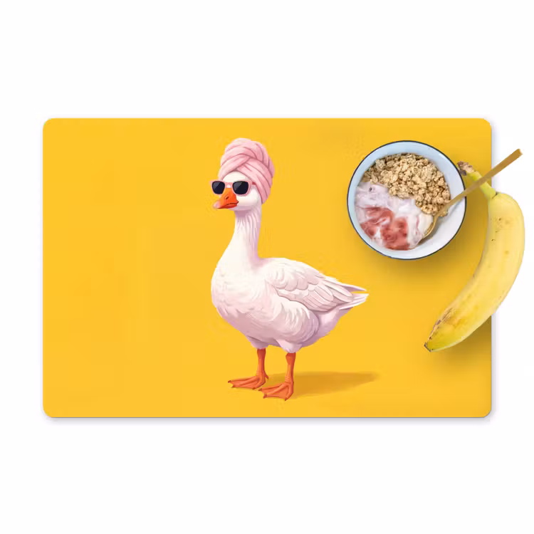 Placemat - 6 stuks - Eend - Zonnebril - Geel — 1