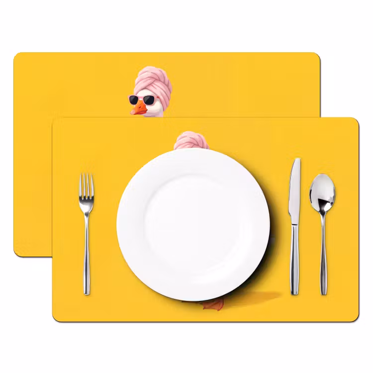Placemat - 6 stuks - Eend - Zonnebril - Geel — 2
